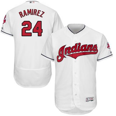 Men Cleveland Indians #24 Ramirez White MLB Jerseys